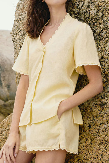 Summer V-Neck Short Sleeve Tie Shorts Two-Piece Set