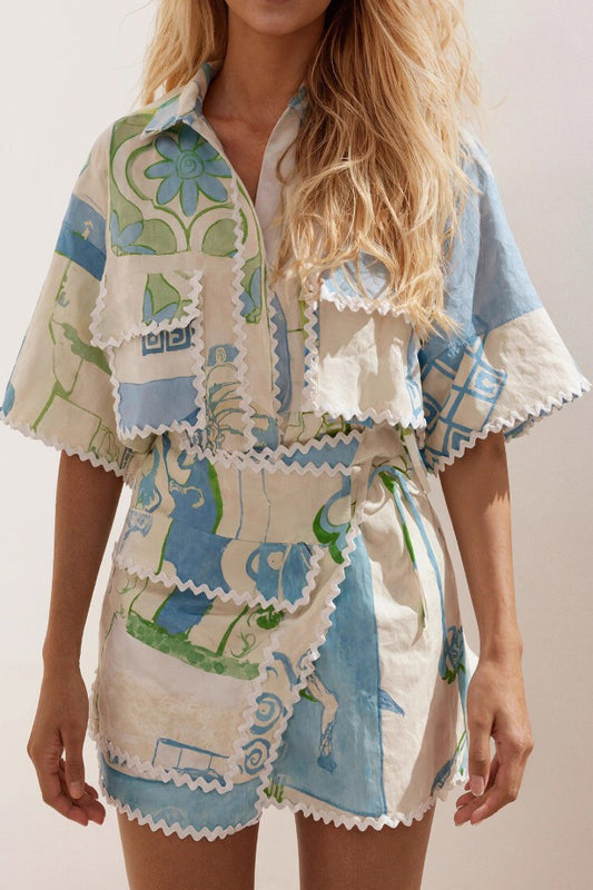 Summer Fashion Versatile Lace Printed Fashion Set
