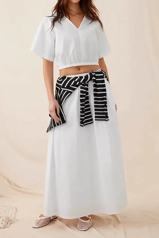 High Waist A Line Skirt Set For Summer