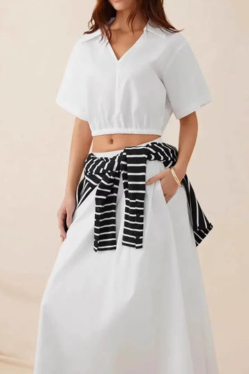 High Waist A Line Skirt Set For Summer