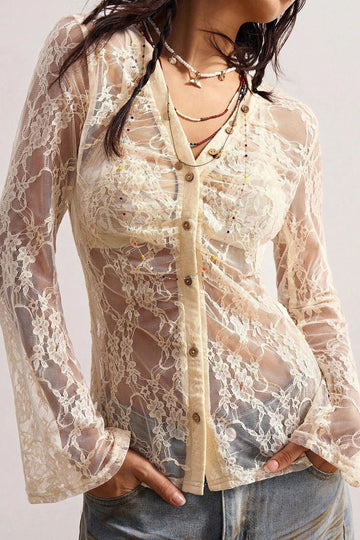 Lace Shirt Slimming Niche Design Commuter Top