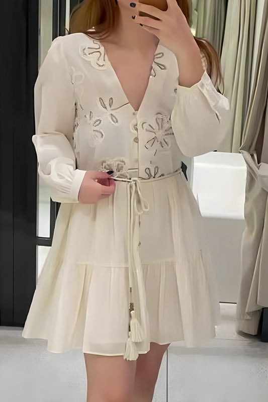 Floral Embroidered Shirt Dress