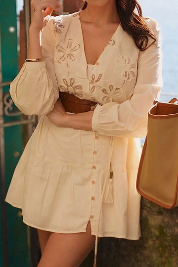 Floral Embroidered Shirt Dress
