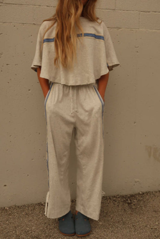 Loose Round Neck Top Casual Wide Leg Pants Set