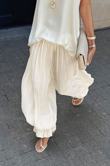 French Puff Cuff Elegant Fashion Casual Long Pants