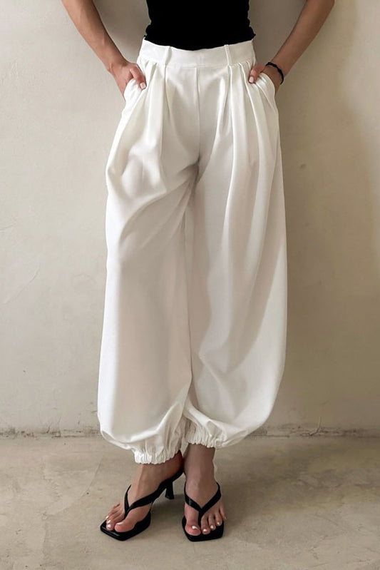 Minimalist Versatile Solid Color Loose Cuffed Long Pants