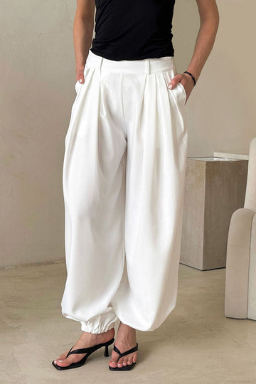 Minimalist Versatile Solid Color Loose Cuffed Long Pants