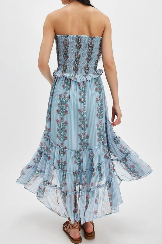 Printed Camisole Vacation Style Spliced Irregular Dress