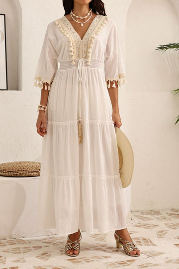 Bohemian Style Tassel Spliced Dress