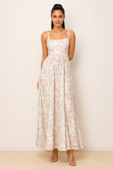 Floral Square Neck Camisole Long Dress