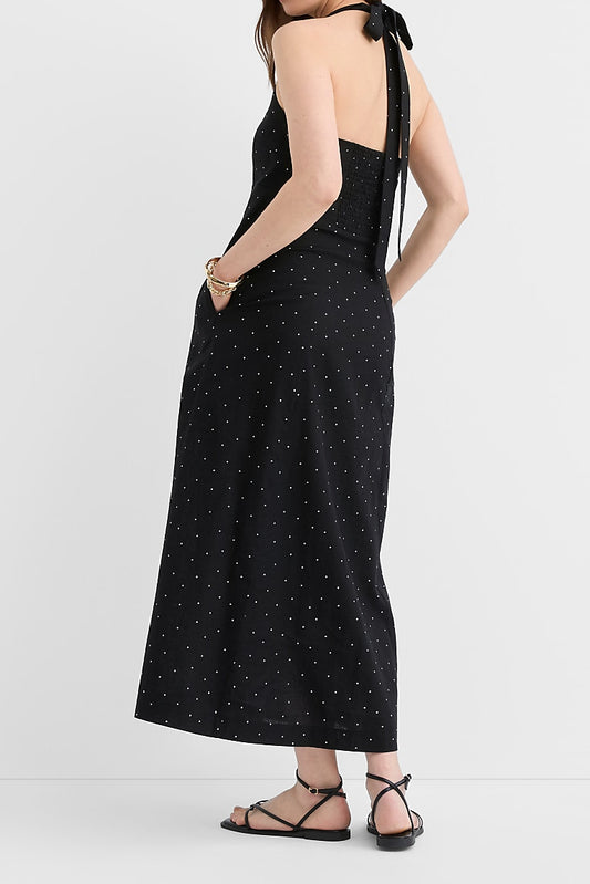 Polka Dot Halter A-Line Midi Dress