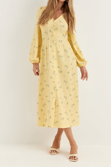 Light Boho Floral Midi Dress