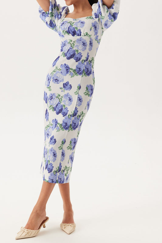 Light Boho Floral Midi Dress