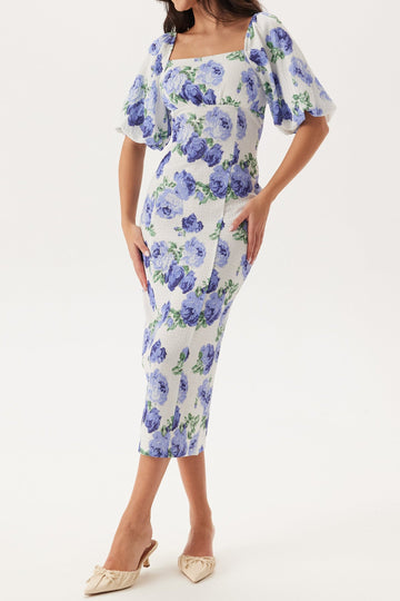 Light Boho Floral Midi Dress