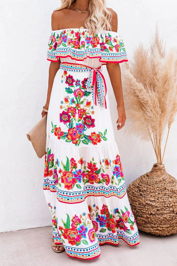 Floral Off Shoulder Maxi Dress