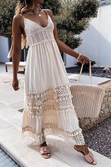 Crochet Spaghetti Strap Maxi Dress
