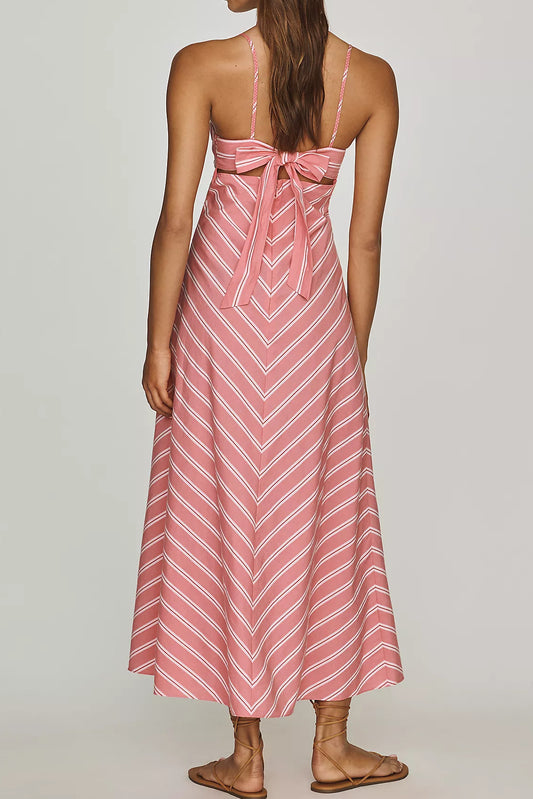 Striped Spaghetti Strap Midi Dress