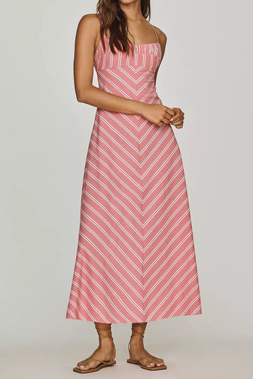 Striped Spaghetti Strap Midi Dress