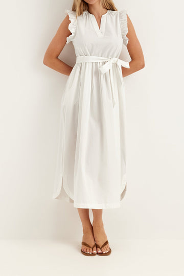 Sleeveless Tie Waist Midi Dress