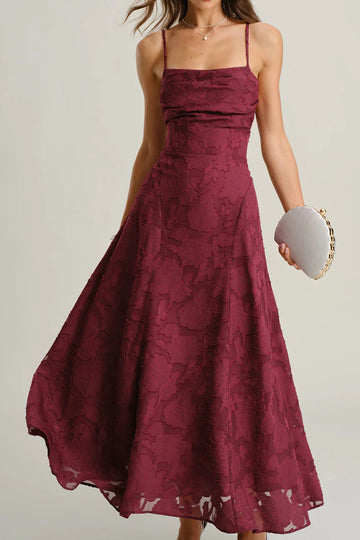 Jacquard Slip Square Neck Maxi Dress