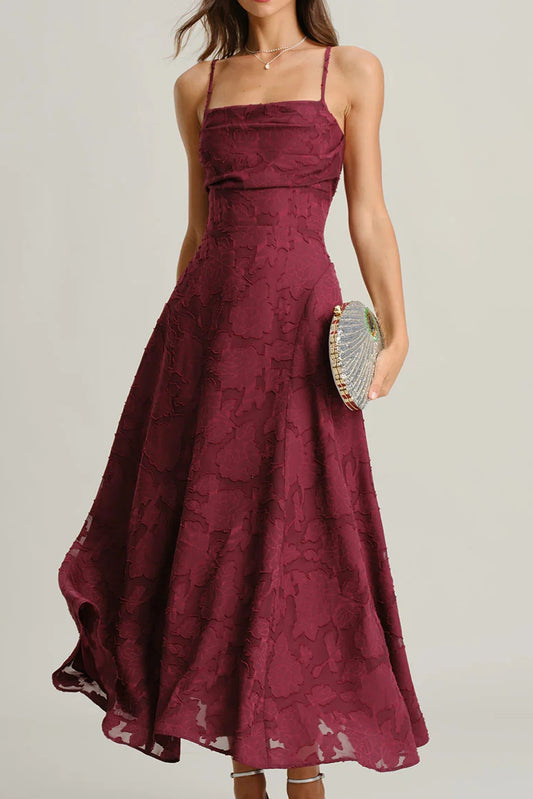 Jacquard Slip Square Neck Maxi Dress