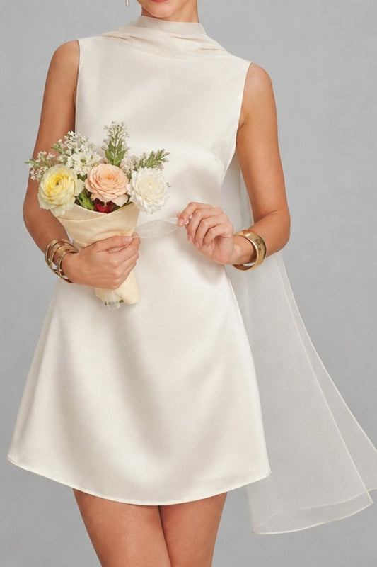 Boat Neck Sleeveless A-Line Mini Dress