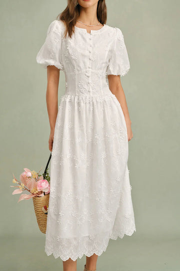 Round Neck Floral Midi Dress