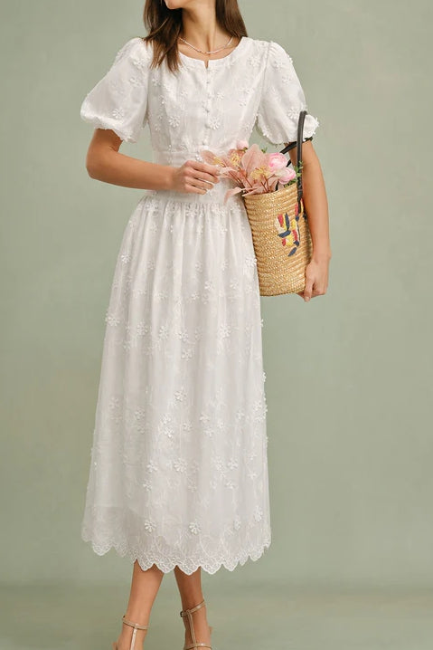 Round Neck Floral Midi Dress