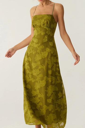 Floral Ruched Backless Slip Maxi Dress