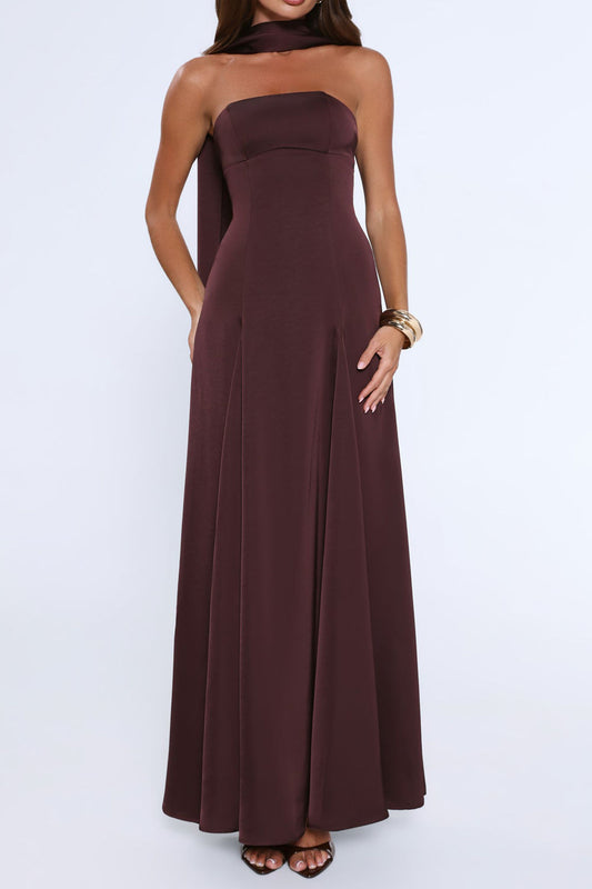 Satin Tempt Strapless Maxi Dress