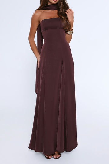 Satin Tempt Strapless Maxi Dress