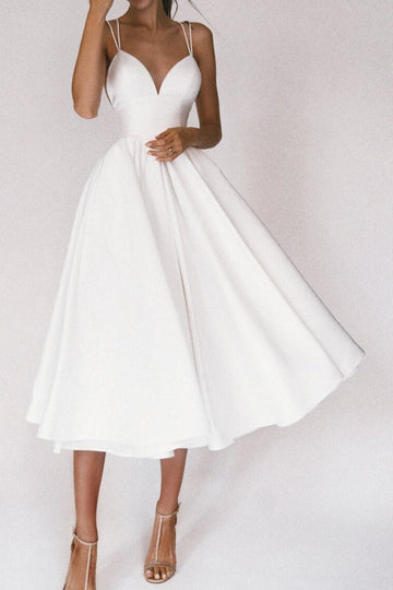 V-Neck Strappy A-Line Midi Dress