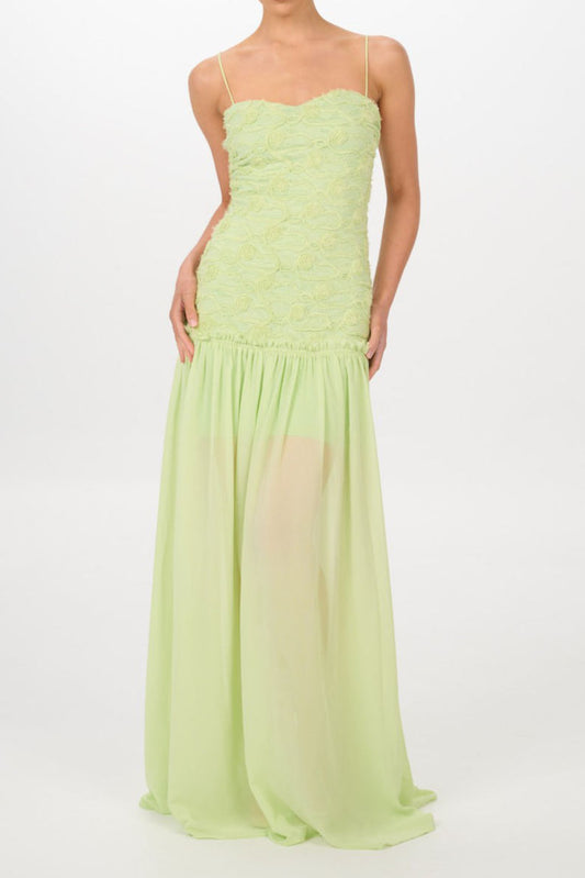 Chiffon 3D Flower Slip Maxi Dress