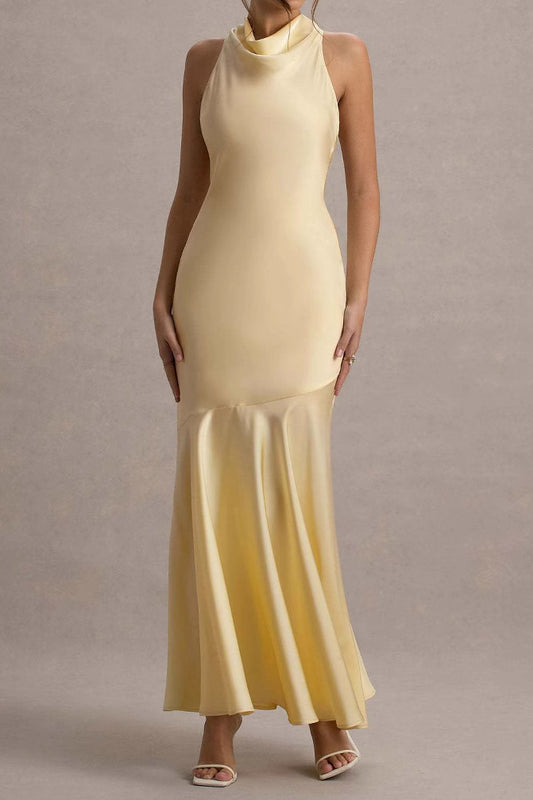 Sleeveless Mock Neck Mermaid Maxi Dress