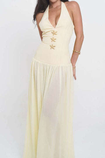 Halter V Neck Cutout Maxi Dress