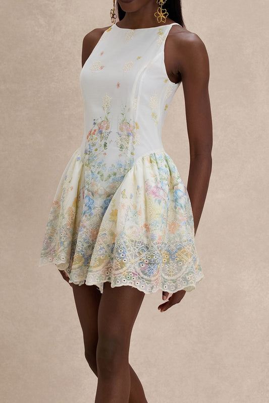 Floral Applique Fit Flare Midi Dress
