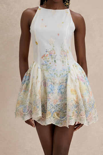 Floral Applique Fit Flare Midi Dress
