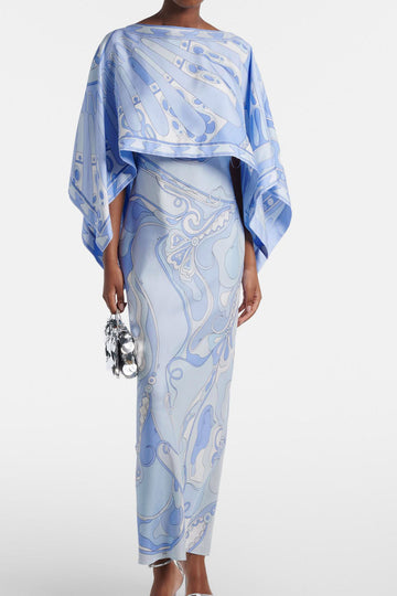 Abstract Print Batwing Maxi Dress