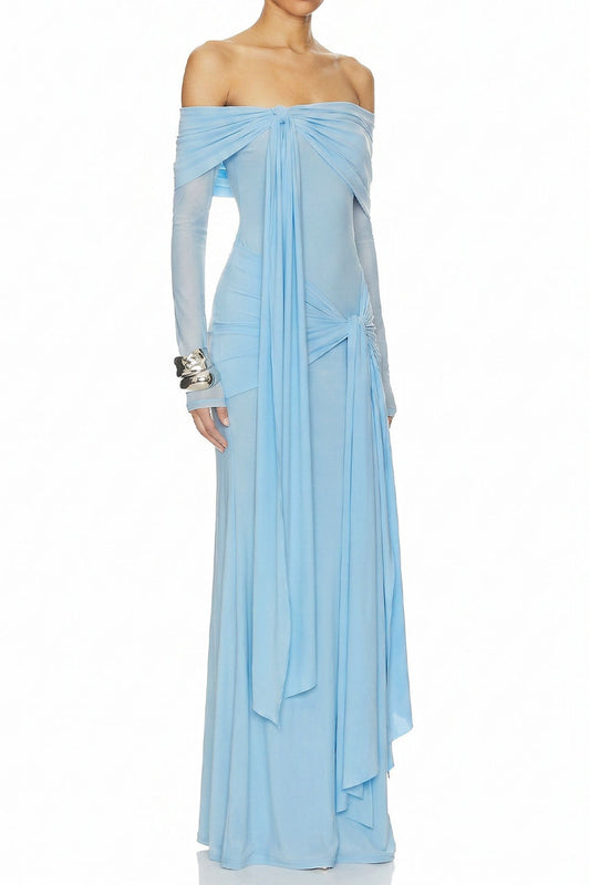 Off Shoulder Ruched Maxi Dress