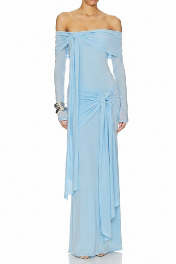 Off Shoulder Ruched Maxi Dress