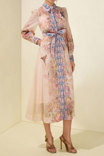 Floral Print Long Sleeve Shirt Dress