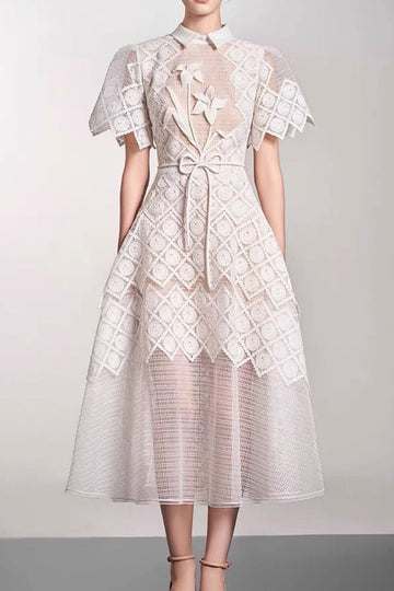 Floral Lace Fit Flare Midi Dress