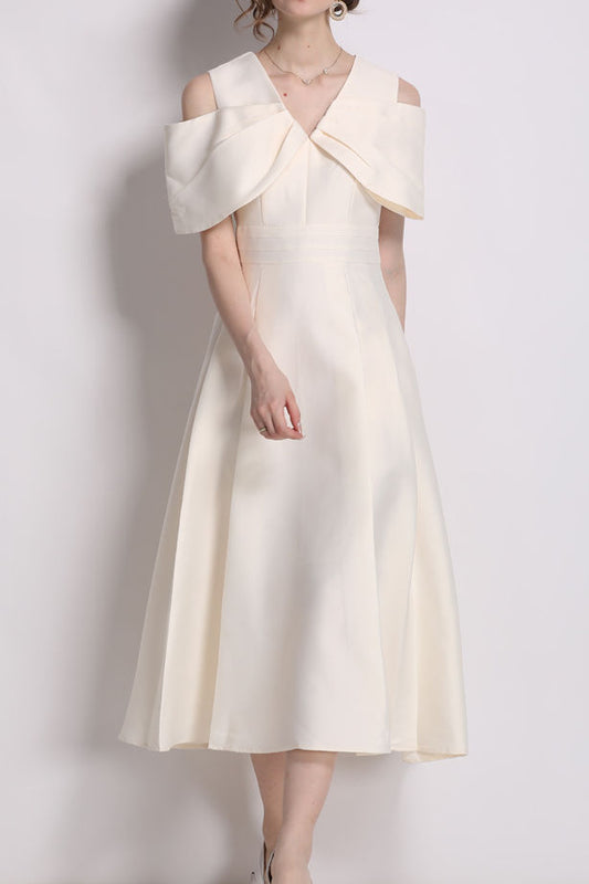 Cross Neck Off Shoulder Midi Dress