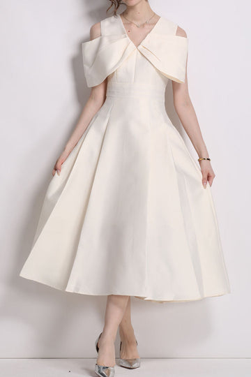 Cross Neck Off Shoulder Midi Dress