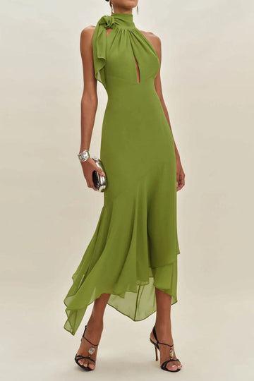 Halter Tie Asymmetric Hem Dress