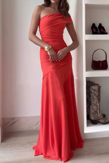 One Shoulder Ruched Evening Dress
