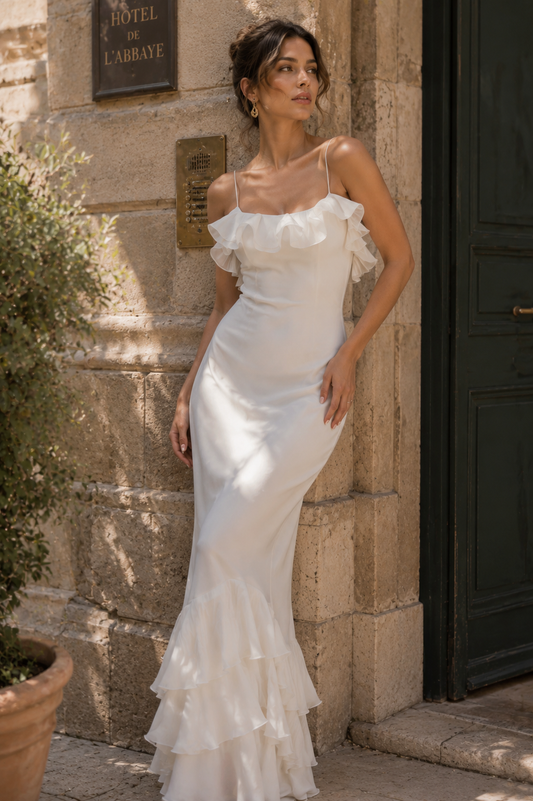 Ruffle Strap Mermaid Maxi Dress