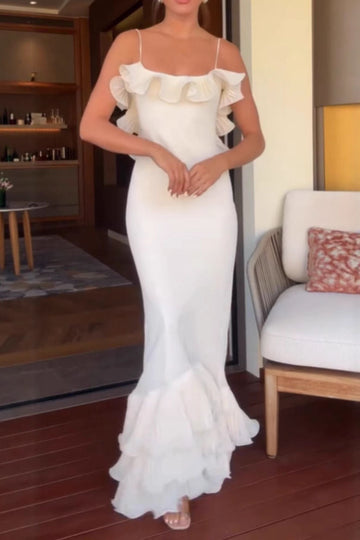 Ruffle Strap Mermaid Maxi Dress