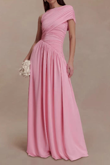 One Shoulder Ruched Waist Maxi Dress
