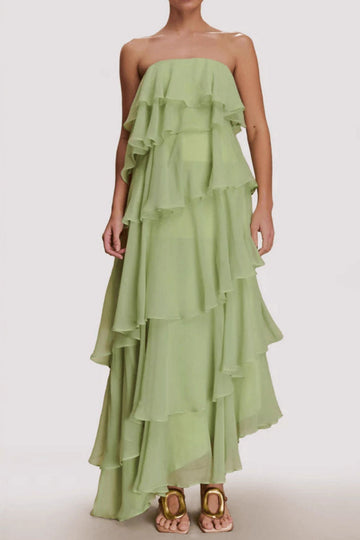 Strapless Ruffle Tiered Maxi Dress